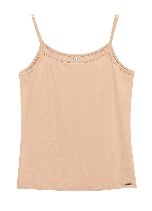 Marialícia - Blusa Alça Fina Básica Bege