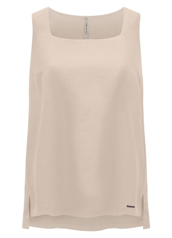 Lunender Mais Mulher - Blusa Alças Decote Quadrado Tecido Linho Bege 4