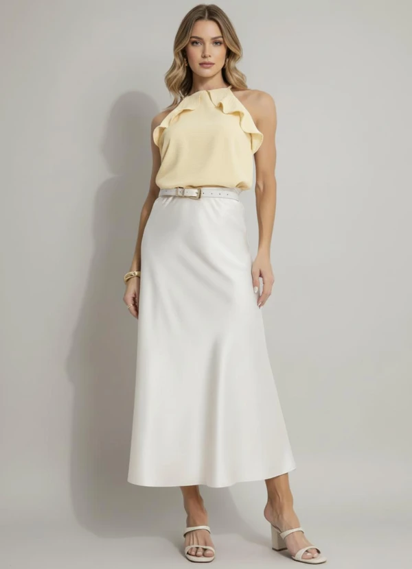 Quintess - Blusa Amarelo Manteiga em Crepe Plano 3