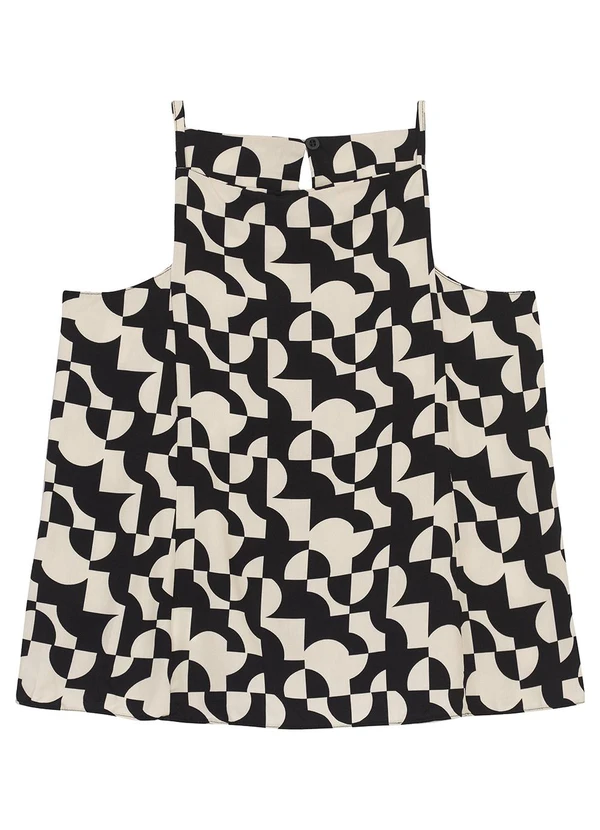 Enfim - Blusa Ampla Geométrica Preto