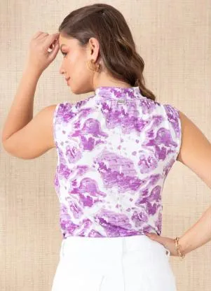 Quintess - Blusa Animal Print Abstrato Gola Alta - QUINTESS