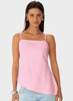 Enfim - Blusa Assimétrica em Viscose Rosa Claro - ENFIM