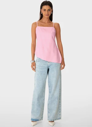 Enfim - Blusa Assimétrica em Viscose Rosa Claro - ENFIM