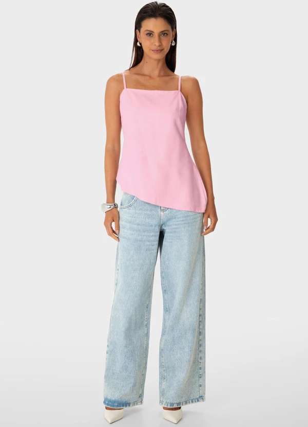 Enfim - Blusa Assimétrica em Viscose Rosa Claro 2