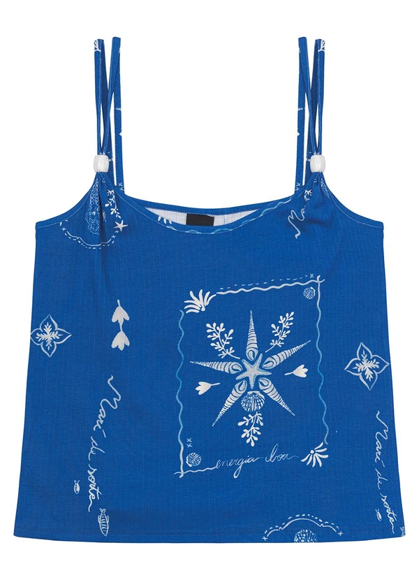 Malwee - Blusa Azul Arabesco Canelada 3