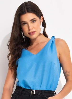 Quintess - Blusa Azul em Crepe Plano - QUINTESS