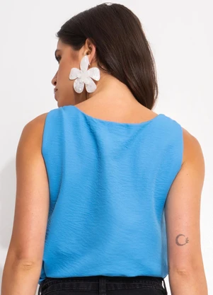 Quintess - Blusa Azul em Crepe Plano - QUINTESS