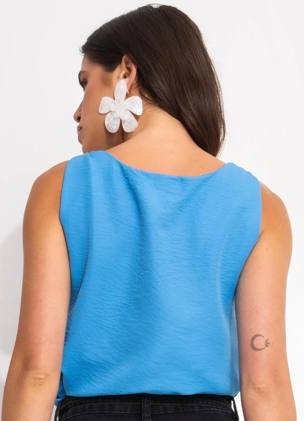 Quintess - Blusa Azul em Crepe Plano 5