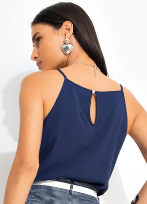 Quintess - Blusa Azul Marinho em Viscose Plana - QUINTESS