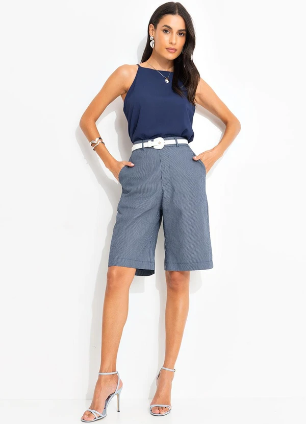 Quintess - Blusa Azul Marinho em Viscose Plana 3