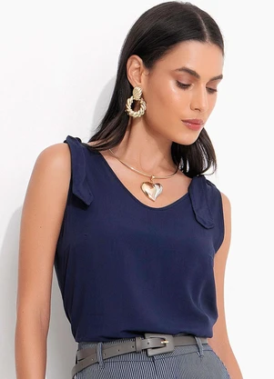 Quintess - Blusa Azul Marinho em Viscose Plana - QUINTESS