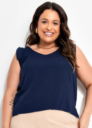 Quintess - Blusa Azul Marinho em Viscose Plana - QUINTESS