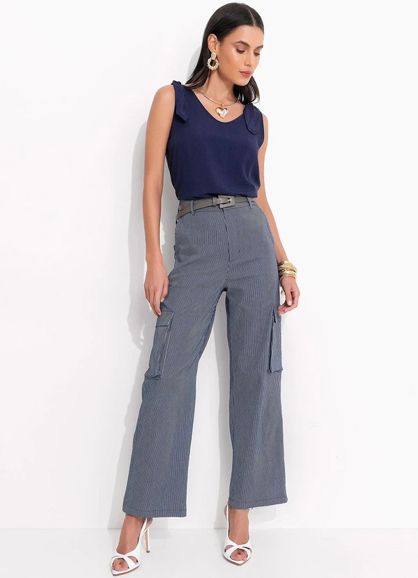 Quintess - Blusa Azul Marinho em Viscose Plana 3