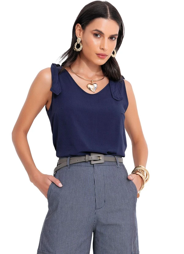 Quintess - Blusa Azul Marinho em Viscose Plana 6