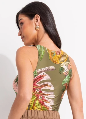 Quintess - Blusa Folhagem Verde em Malha Fria - QUINTESS