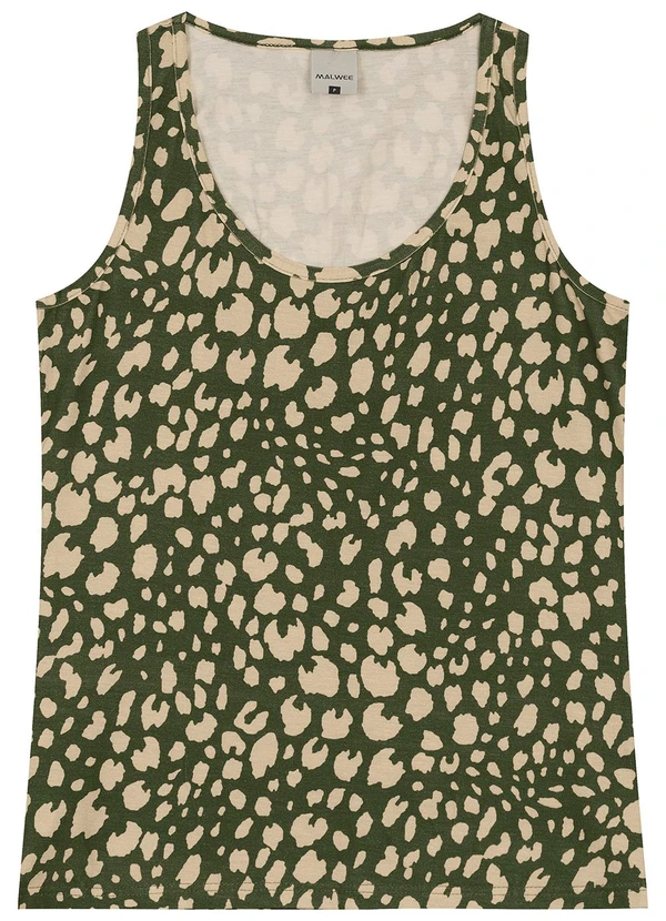 Malwee - Blusa Básica Animal Print Verde Musgo