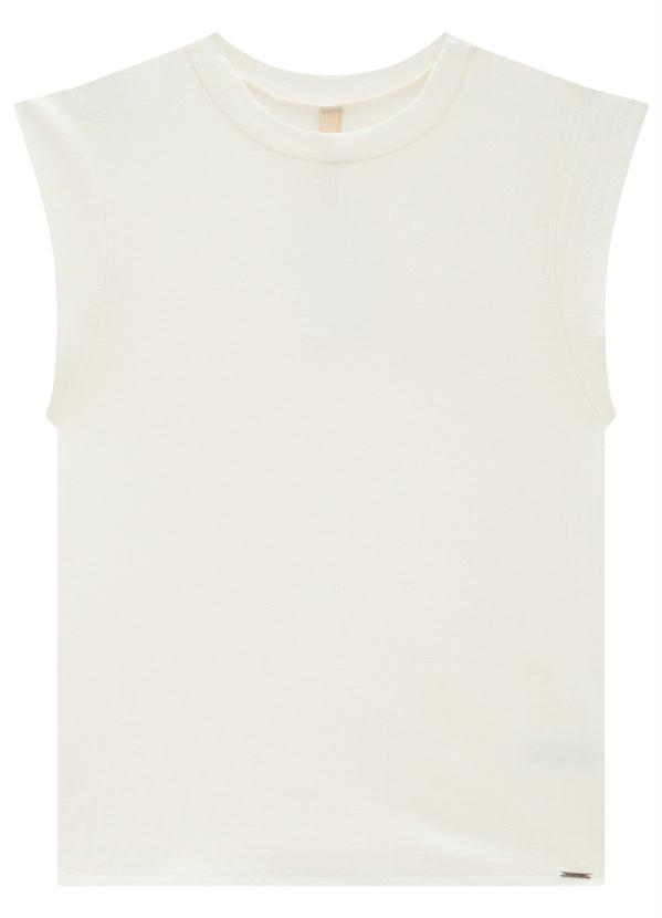 Lunender - Blusa Básica Canelada Muscle Tee Off White