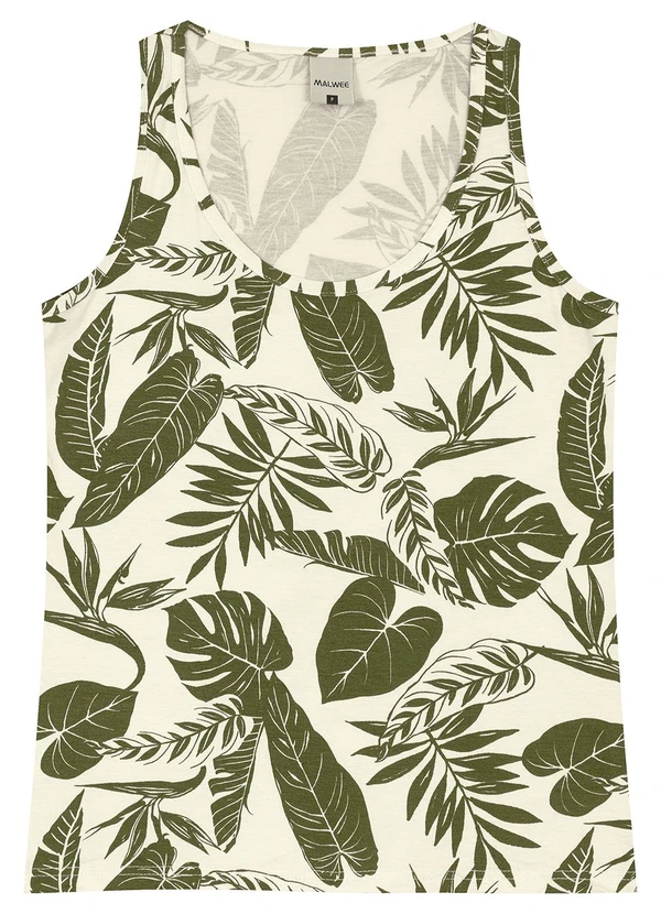 Malwee - Blusa Básica Tropical Off White