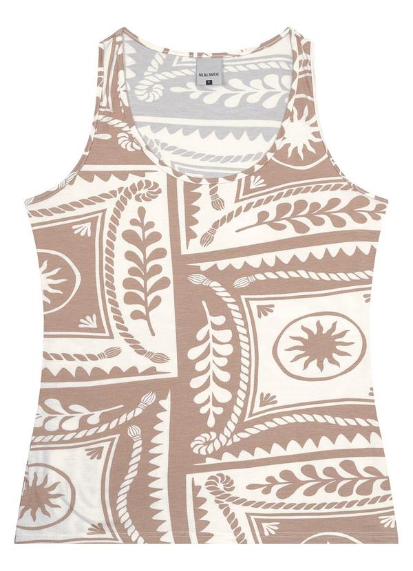 Malwee - Blusa Bege Tropical em Viscose Conforto 1