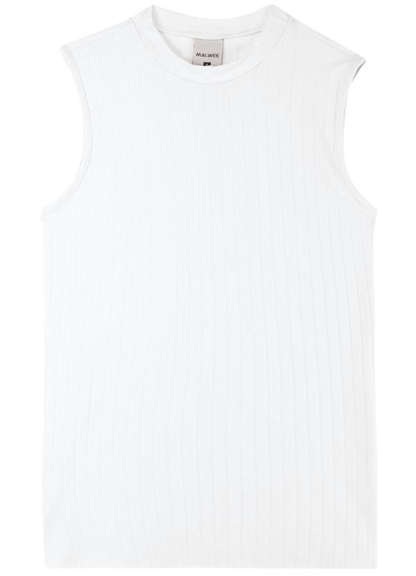 Malwee - Blusa Branca Canelada Gola Alta 3