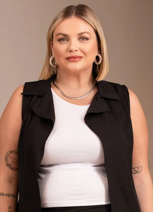 Quintess - Blusa Branco em Canelado - QUINTESS