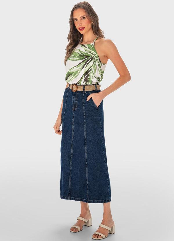 Malwee - Blusa Branco Folhagens Evasê em Viscose 2