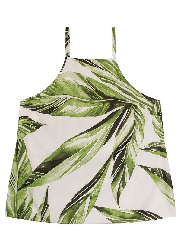 Malwee - Blusa Branco Folhagens Evasê em Viscose 3