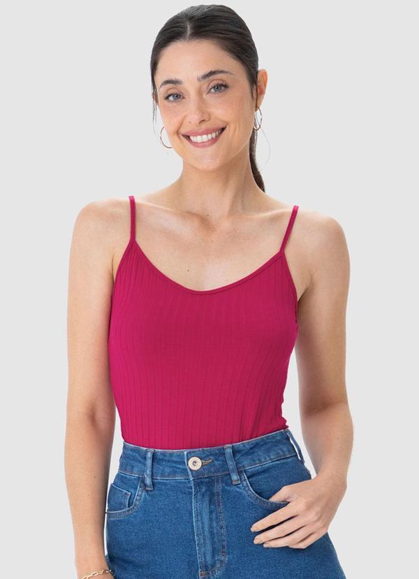 Malwee - Blusa Canelada Decote VPink