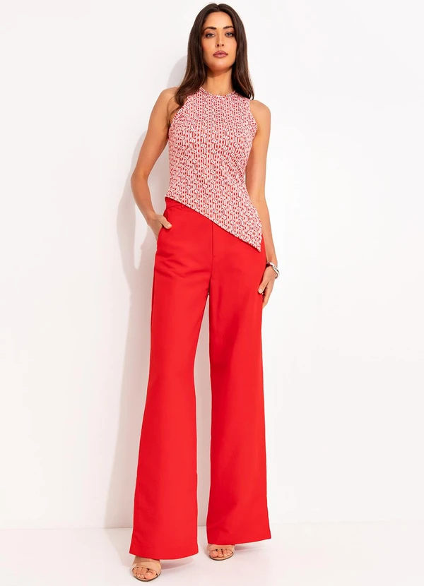 Colcci - Blusa Canelada Estampada Vermelho 3