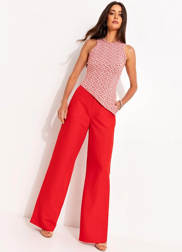 Colcci - Blusa Canelada Estampada Vermelho 6