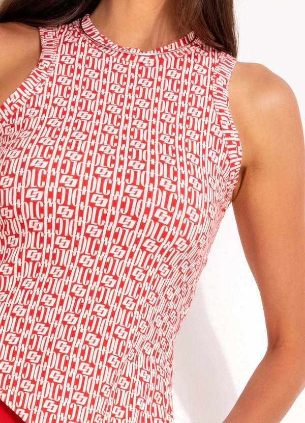 Colcci - Blusa Canelada Estampada Vermelho 7