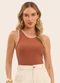 Doce Trama - Blusa Canelada Romantic Marrom - variação: Marrom