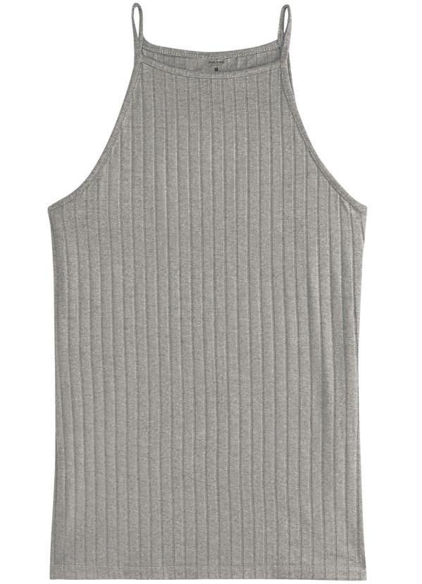 Malwee - Blusa Cinza Cavada Canelada