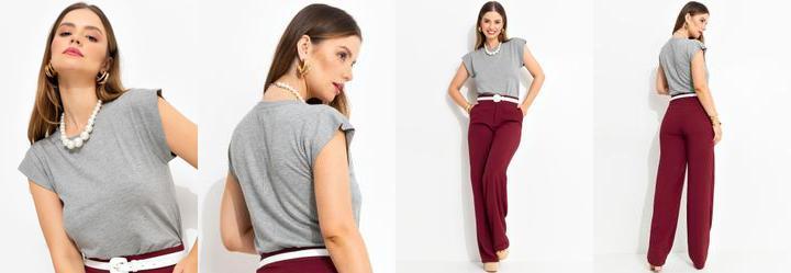 Blusa Cinza em Malha Texturizada