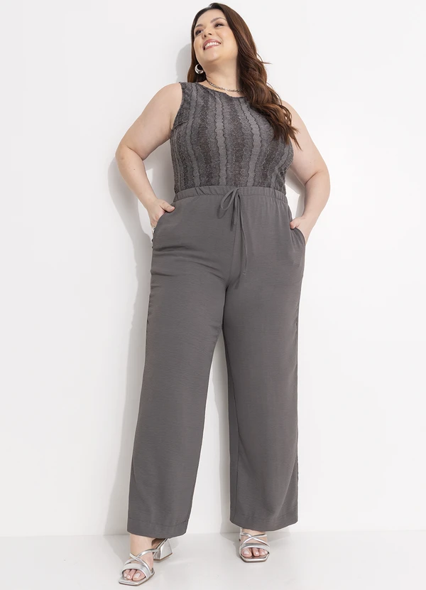 Quintess - Blusa Cinza Escuro em Malha Jacquard Texturizada 2