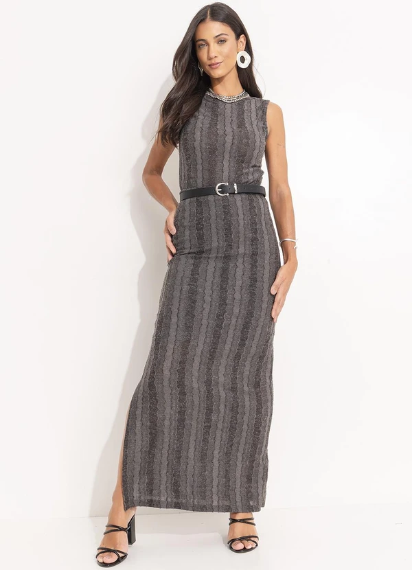 Quintess - Blusa Cinza Escuro em Malha Jacquard Texturizada 10