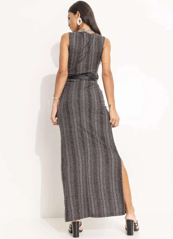 Quintess - Blusa Cinza Escuro em Malha Jacquard Texturizada 9