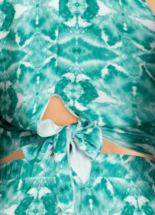 bonprix - Blusa com Amarração nas Costas Étnico Verde 3