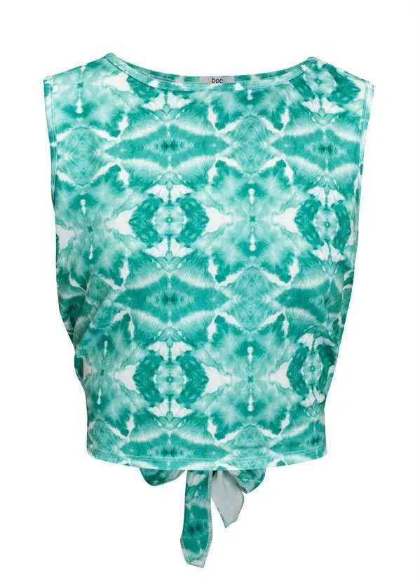 bonprix - Blusa com Amarração nas Costas Étnico Verde 5