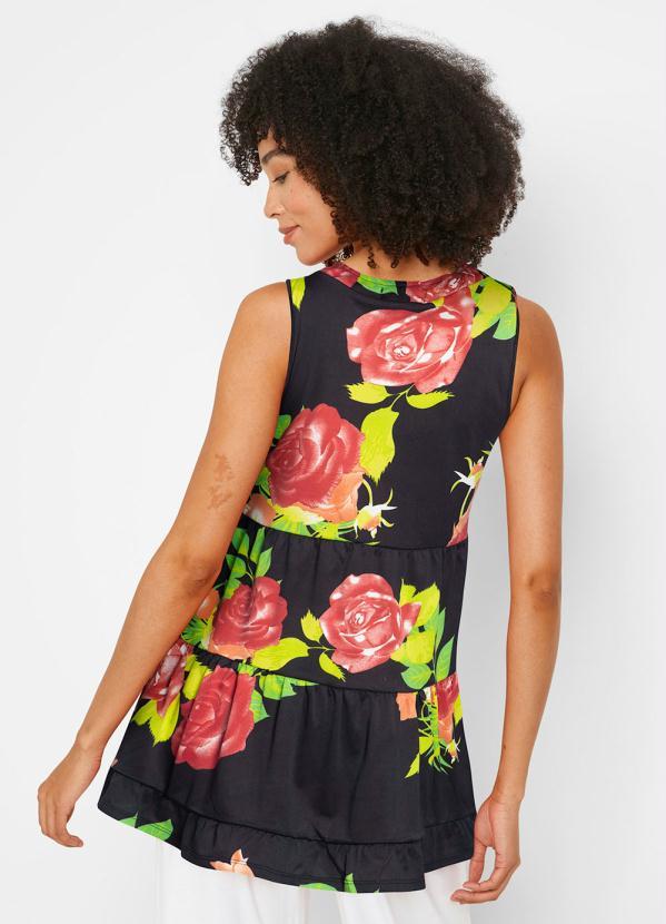 Outlet - Blusa com Babado Floral Dark 5