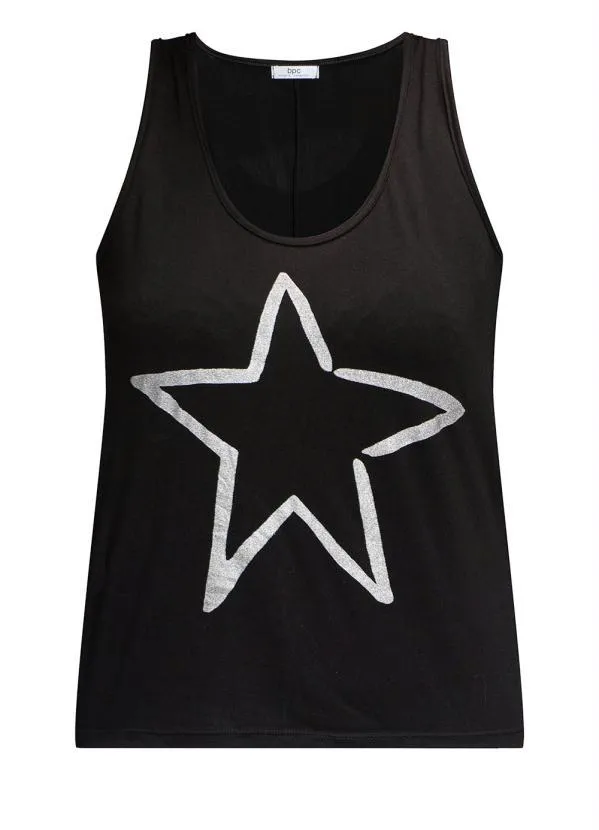 bonprix - Blusa com Estampa Estrela Preta 5