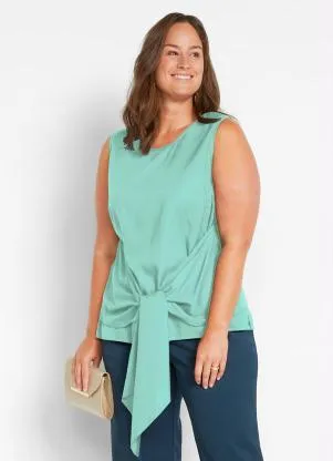 Queima Estoque - Blusa com Gota e Amarração Verde Água - QUEIMA ESTOQUE