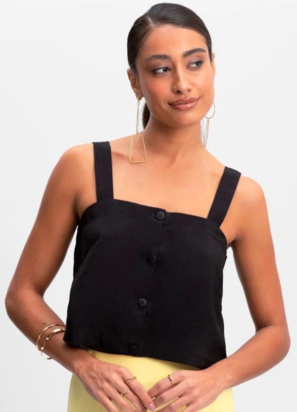 Essendi - Blusa Cropped Feminina Preto