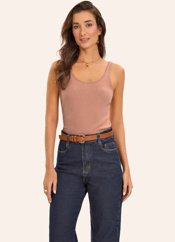 Rovitex - Blusa de Alca Básica Feminina Marrom 2