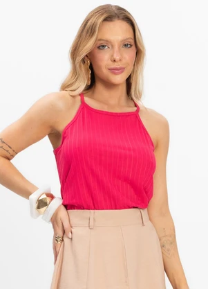 Infinita Cor - Blusa de Alça em Liganeti Rosa - INFINITA COR