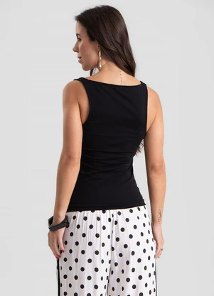 Dianna - Blusa de Alça em Malha Cotton Leve Preto - DIANNA