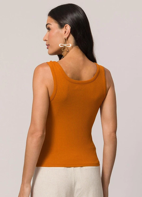 Doce Trama - Blusa de Alça em Ribana Laranja 2