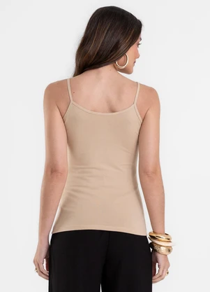 Rovitex - Blusa de Alça Feminina Justa em Cotton Bege - ROVITEX