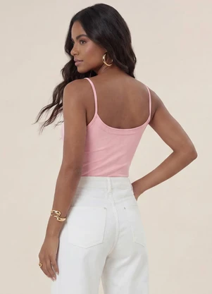 Rovitex - Blusa de Alça Feminina Justa em Cotton Rosa - ROVITEX