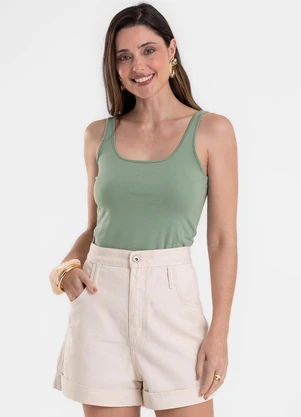 Rovitex - Blusa de Alça Feminina Justa em Cotton Verde - ROVITEX